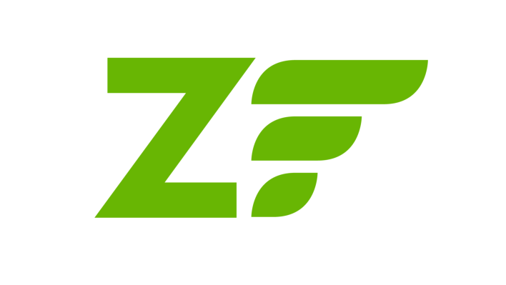 Green stylized logo showing the letters Z and F with three leaf shapes on the F's right side